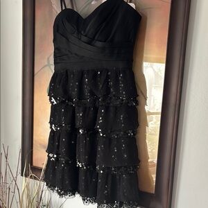 MaxAzria Black‎ Sequin Tiered Midi Skirt